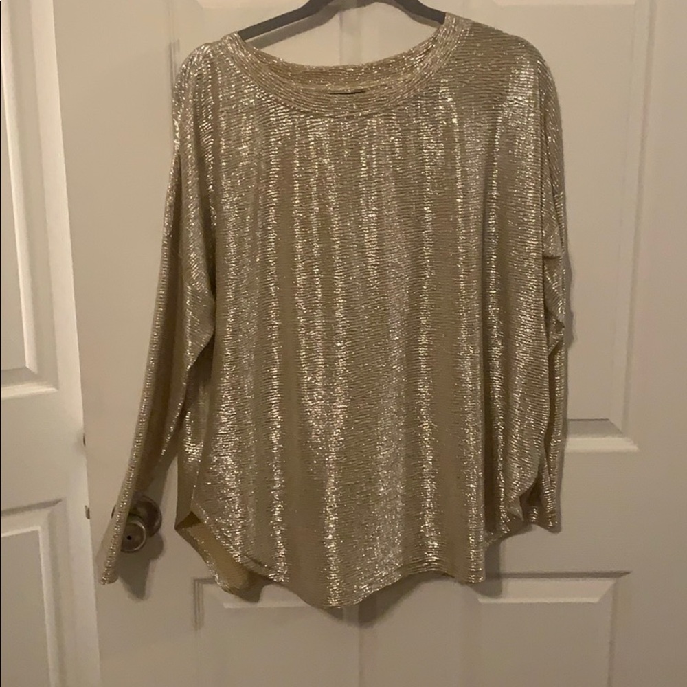 Gold glittery top, scoop neck blouse